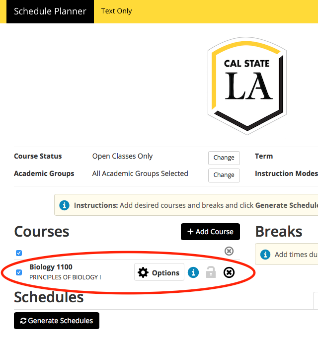 Screenshot of Schedule Planner - Degree Planner link